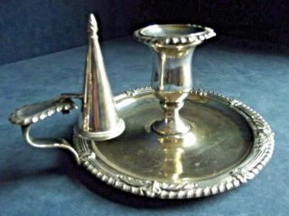 Good Smart Silver Plated Chamber Stick & Snuffer C1890