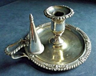 GOOD Smart SILVER Plated CHAMBER STICK & Snuffer c1890 2