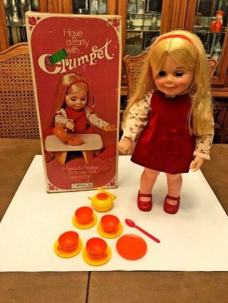 Vintage 1971 Kenner Crumpet Doll & Dishes