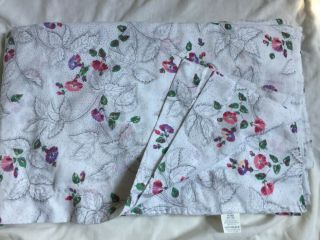 VINTAGE J P STEVENS White Floral Flat & Fitted Sheet 2 Pillow Cases Size DOUBLE 5