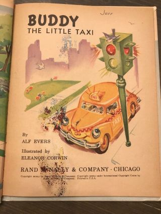 Vintage Buddy the Little Taxi Rand McNally Elf Book 1951 3