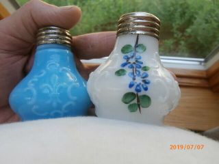 Antique - Glass Salt & Pepper Shakers Fleur - De - Lis Pattern