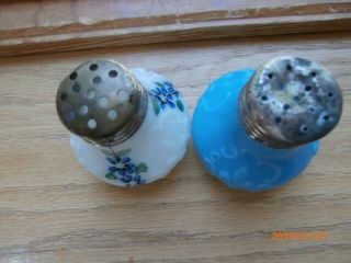 Antique - Glass Salt & Pepper Shakers FLEUR - DE - LIS Pattern 4