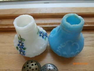 Antique - Glass Salt & Pepper Shakers FLEUR - DE - LIS Pattern 8