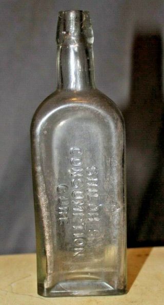 Antique Shiloh’s Consumption Cure S C Wells Leroy Ny Clear Glass Medicine Bottle