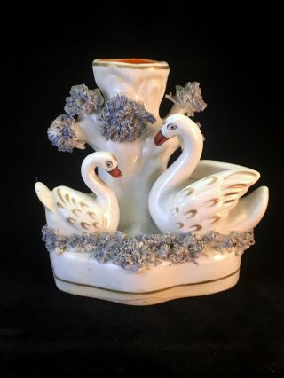 Antique Staffordshire Swan Spill Vase