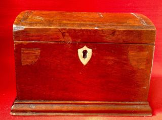 Antique Wood,  Inlaid With Heart Box,  Ivorine Key Hole