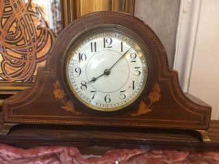 Antique Edwardian Inlaid Mahogany Mantel Clock Movement