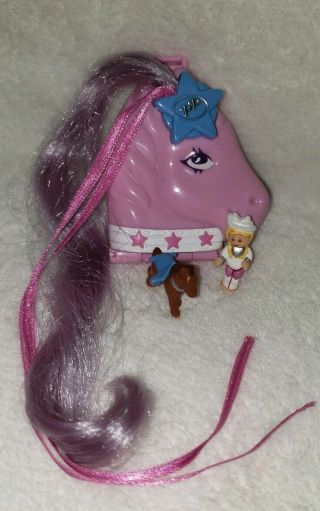 Polly Pocket Vintage Bluebird Western Pony Horse Compact Doll Playset