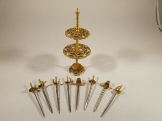 Vintage Miniature Dollhouse Sword Set With Stand.  7 Swords.