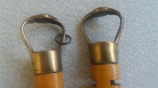 Pair Antique 1919 Snooker Billiards wooden cue tip repair clamps - no files - 2