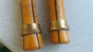 Pair Antique 1919 Snooker Billiards wooden cue tip repair clamps - no files - 3