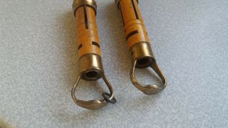 Pair Antique 1919 Snooker Billiards wooden cue tip repair clamps - no files - 4