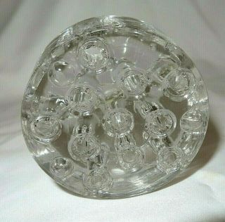 Vintage Antique Heavy Glass Flower Frog 11 Holes to Fit 3 