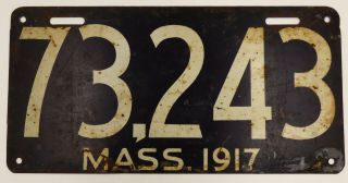 Antique 1917 Massachusetts Licence Plate