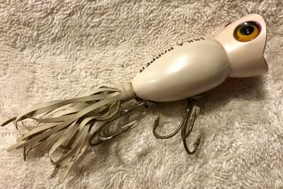 Fishing Lure Fred Arbogast Hula Popper Pearl Body Box Paper & Tail 3