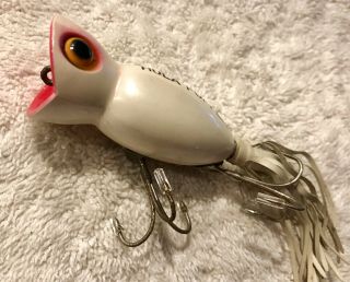 Fishing Lure Fred Arbogast Hula Popper Pearl Body Box Paper & Tail 4