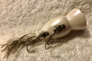 Fishing Lure Fred Arbogast Hula Popper Pearl Body Box Paper & Tail 5