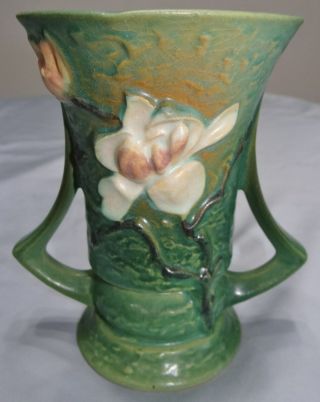 Roseville Magnolia Vase 88 - 6 " Green Pottery Vtg Antique