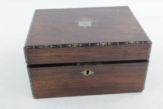 2 x Antique / Vintage Rosewood WOODEN BOXES Inc.  Abalone Shell,  Jewellery Etc 6
