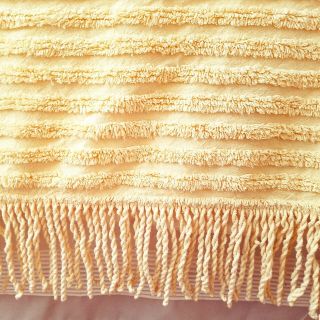 LINEN SOURCE YELLOW COTTON CHENILLE KING SIZE BEDSPREAD 5