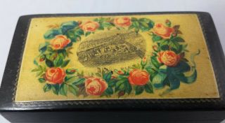 2 x vintage boxes: 1 x Wood Marquetry Playing Card Box & 1 x Mauchline Ware Type 3
