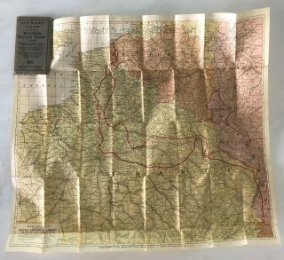1914 Wwi Map Western Battle Front Europe Rand Mcnally Antique Orignl World War 1