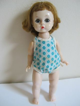 Vintage Slw Madame Alexander Doll Wendy Kins Doll 8 " W/ Vintage Playsuit 1950 