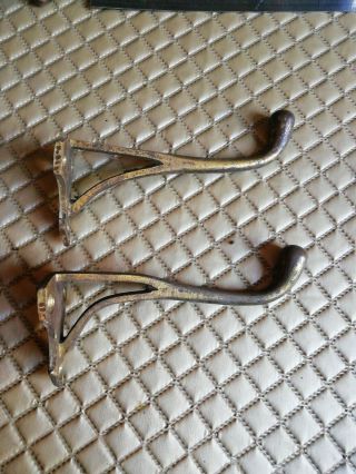 2 X Old Vintage Brass Hooks