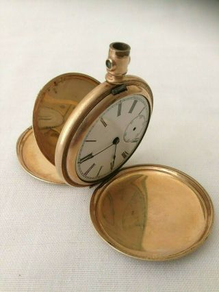 Antique Gold Plated Waltham Full Hunter Pocket Watch For Spares / Repairs 1903