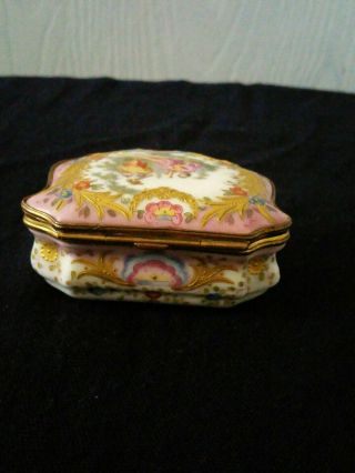 Antique Dresden Trinket Jewelry Box Hand Painted Portrait 2 ladies w/gold filled 3