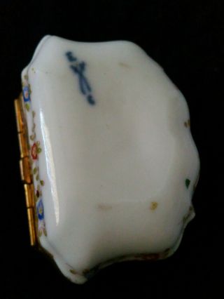 Antique Dresden Trinket Jewelry Box Hand Painted Portrait 2 ladies w/gold filled 5