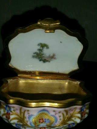 Antique Dresden Trinket Jewelry Box Hand Painted Portrait 2 ladies w/gold filled 7
