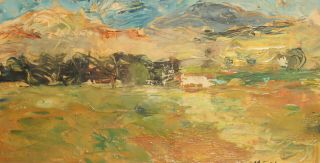 Antique German Expressionist Landscape Oil Painting Signed Munter