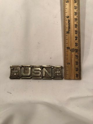 Rare Vintage Ww2 Era Sterling Silver Usn U.  S.  Navy Bracelet
