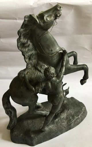 Large Antique Vintage Cast Metal Marley Horse Statue Figure Equestrian Sculpture