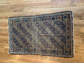 Antique Handmade Old Wool Oriental Rug Carpet About 3x5 Feet Natural Dyes