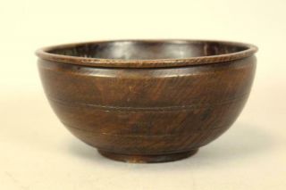 RARE LATE 17TH C PILGRIM TURNED AND HAND HEWN WOODEN BOWL IN AMERICAN WHITE ASH 2