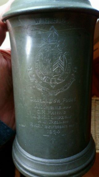 Antique 1904 Pewter Rowing Tankard W.  C.  B.  C WINCHESTER COLLEGE BOAT CLUB 7