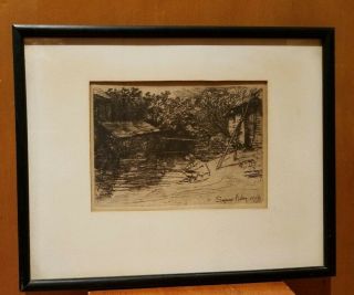 Artist Seymour Nisley 1877 Antique Etching Engraving Signed Framed