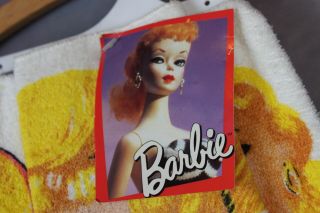 Vintage 90 ' s Barbie Bath Towel Two Piece Set Cotton Blend USA Made Wash Cloth 3