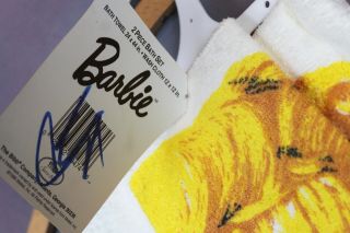 Vintage 90 ' s Barbie Bath Towel Two Piece Set Cotton Blend USA Made Wash Cloth 4