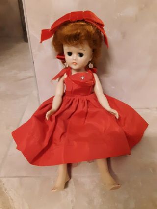 Vintage Jill Doll By Vogue 10 " Circa 1960 Red Gown Crinolin Bow Shoes Etc