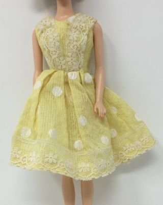 Vintage Barbie Yellow Polka Dot Dress With Lace Trim Clothing For Doll