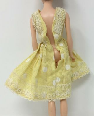 Vintage Barbie Yellow Polka Dot Dress With Lace Trim Clothing For Doll 2