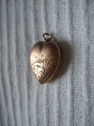 Antique Victorian Rose Gold Heart Locket Engraved Pendant