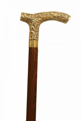 Vintage Solid Brass Designer Victorian Handle Walking Stick Christmas Gift Item