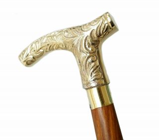 Vintage Solid Brass Designer Victorian Handle Walking Stick Christmas Gift Item 2