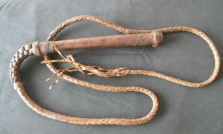 Antique Hand Made Full Leather Bull Whip