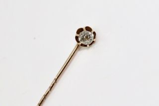A Fine Antique Victorian 9ct Rose Gold 0.  23ct Old Cut Diamond Stickpin 14378 2
